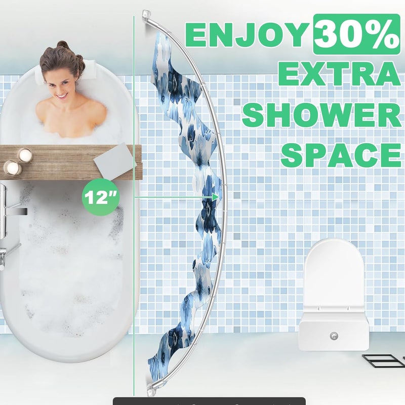YNL Curved Shower Curtain Rod 35-82In(2.9-6.8Ft), Brushed Nickel Rounded Rustproof Shower Rod for Bathroom Bathtub, Arched Shower Rod, Never Rust|Extra Space|Non-Slip|Expandable|Need to Drill - Image 4